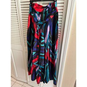 Gracia Tie-Waist Size L Zig Zag Print Wide Leg Palazzo Pants